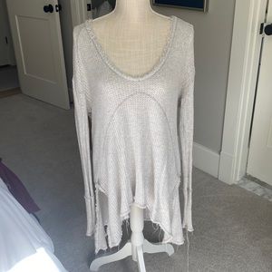 Free people distress waffle shirt